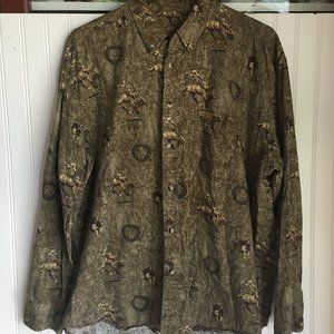 Outdoor Life Men's Button Up Western Themed Brown Shirt Size 2XT
